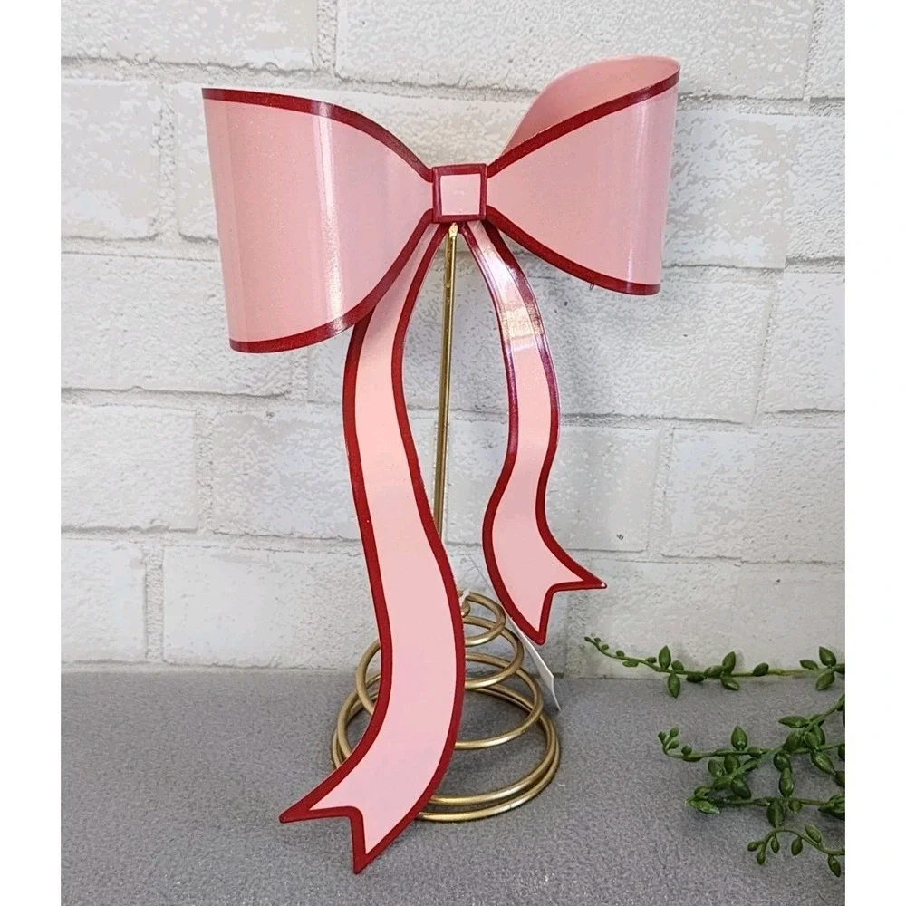 Pink Red Metal Bow Christmas‎ Valentines Day Tree Topper 11